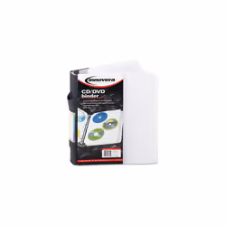 Innovera CD/DVD Three-Ring Refillable Binder  Holds 90 Disks  Clear/Midnight Blue