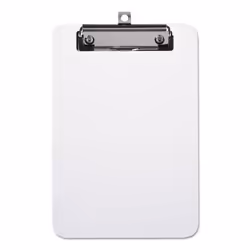 Universal 40312 Plastic Clipboard with Low Profile Clip 1/2-Inch Capacity Holds 5 x 8 Clear