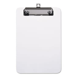 Universal 40312 Plastic Clipboard with Low Profile Clip  1/2-Inch Capacity  Holds 5 x 8  Clear