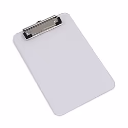 Universal 40312 Plastic Clipboard with Low Profile Clip  1/2-Inch Capacity  Holds 5 x 8  Clear