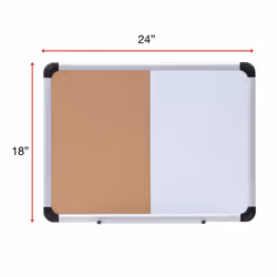 Universal UNV43742 24 in. x 18 in. Melamine Cork/Dry Erase Board - Tan/White Surface  Aluminum/Plastic Frame