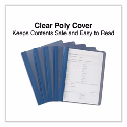 Universal 57122 Clear Front Report Cover  Tang Fasteners  Letter Size  Dark Blue  25/Box (UNV57122)