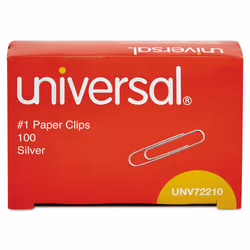 Universal 72210BX Paper Clips  Smooth Finish  No. 1  Silver  100/Box