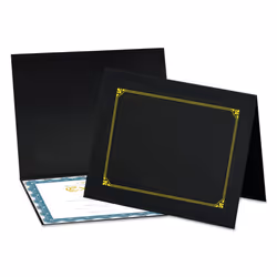 Universal UNV76895 8 in. x 10 in. A4 Certificate/Document Cover - Black (6/Pack)