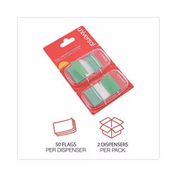 Universal 99003 Page Flags  Green  50 Flags/Dispenser  2 Dispensers/Pack