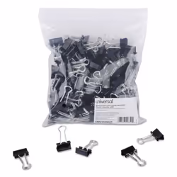 Universal 10200VP Small Binder Clips  Zip-Seal Bag  3/8-Inch Capacity  3/4-Inch Wide  Black  144/Bag