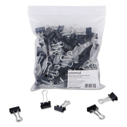 Universal 10200VP Small Binder Clips  Zip-Seal Bag  3/8-Inch Capacity  3/4-Inch Wide  Black  144/Bag