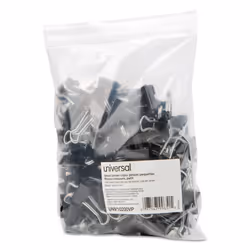 Universal 10200VP Small Binder Clips  Zip-Seal Bag  3/8-Inch Capacity  3/4-Inch Wide  Black  144/Bag