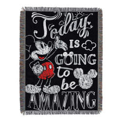 Disney's Mickey Mouse  """"Amazing Day"""" Woven Tapestry Throw Blanket  48"""" x 60""""  Multi Color