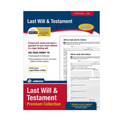 Adams Last Will and Testament with Forms and Instructions (ALFP117) White  8.5 x 0.12 x 11 inches.