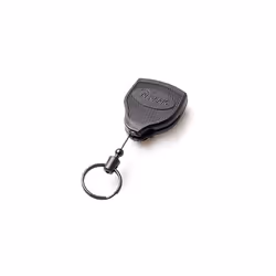 Key-Bak Super48 HD 8oz. Locking Retractable Key Holder, 48" Retractable Cord, Black Polycarbonate Case, Steel Belt Clip, Oversized Split Ring