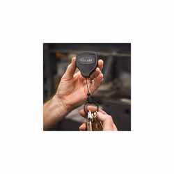 Key-Bak Super48 HD 8oz. Locking Retractable Key Holder, 48" Retractable Cord, Black Polycarbonate Case, Steel Belt Clip, Oversized Split Ring