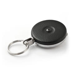 KEY-BAK Original Chain Retractable Key Holder with 24 Stainless Steel Chain  Black Front  Steel Belt Clip  8 oz. Retraction  Split Ring  Black Vinyl #