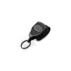 KEY-BAK SUPER48 HD 8oz. Locking Retractable Keychain, 48"" Retractable Cord, Black Polycarbonate Case, Leather Duty Belt Loop, Oversized Split Ring