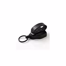 KEY-BAK SUPER48 HD 8oz. Locking Retractable Keychain, 48"" Retractable Cord, Black Polycarbonate Case, Leather Duty Belt Loop, Oversized Split Ring
