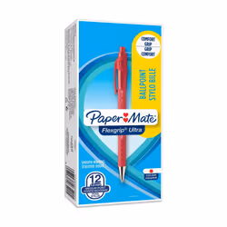 PaperMate Medium Point (1.0 mm) Flexgrip Ultra Retractable Ballpoint Pen, Red, Box of 12