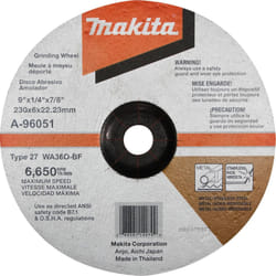 Makita A-96051 9"""" x 1/4"""" x 7/8"""" INOX Grinding Wheel  36 Grit
