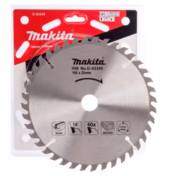 D-03349 Circular Saw Blade for Wood 165 x 20 x 40 Teeth, 0 V, Silver/Black