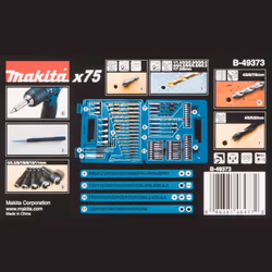 Makita B-49373 Drill and Screw Bit, 18 V, Blue, Set of 75 Pieces