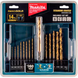 Makita B-65399 Impact Gold 14 Pc. Titanium Drill Bit Set  1/4 In. Hex Shank