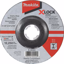 Makita E-00424 X-Lock 4-1/2"""" x 1/4"""" x 7/8"""" Type 27 General Purpose 36 Grit Metal Abrasive Grinding Wheel
