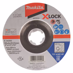 Makita E-00393, Grinding disc, Metal, Makita, 2.22 cm, 12.5 cm, 6 mm