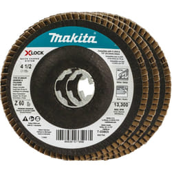 Makita T-03903-3 X-Lock 4-1/2"""" 60 Grit Type 29 Angled Grinding and Polishing Flap Disc X-Lock and All 7/8"""" Arbor Grinders  3/pk