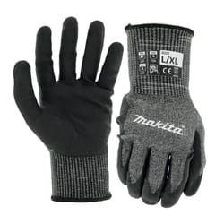 Makita Unisex Fitknit T 04145 Advanced FitKnit Cut Level 7 Nitrile Coated Dipped Gloves Large X Large  Gray/Black  Large X-Large US