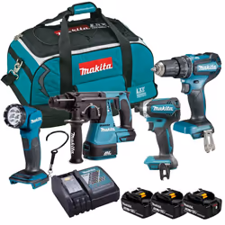 Makita DLX4138TX1 18v 4 Piece LXT Drill Torch Brushless Kit Lithium - 3 x 5.0AH