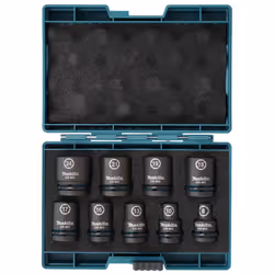 Makita E-16564 9 Piece Impact Black Socket Set 1/2" Sq Drive Metric + Pin + Case