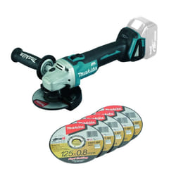 Makita DGA504Z 18v Cordless Brushless 125mm Angle Grinder Lithium Bare + 5 Discs