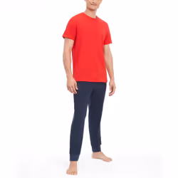 Tommy Hilfiger mens Flag Crew Neck Tee Pajama Top  Mahogany  Large US