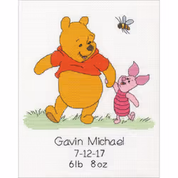 Dimensions/Disney Counted Cross Stitch Kit 8"X10"-Winnie The Pooh Birth Record (14 Count)