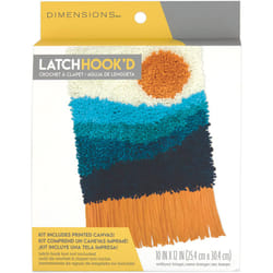 Dimensions 7276380 Colorful Sunset Beginner Latch Hook Kit with Fringe  10 x 12  Multicolor  3pcs
