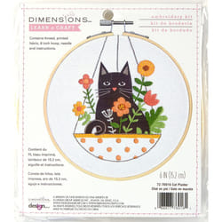 Dimensions 72-76916 Cat Planter Embroidery Needlepoint Kit for Beginners  6"""" D  Multicolor  5pcs