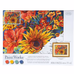 Dimensions Sunflower on Blue Paint by Number Kit for Adults and Kids 14"""" x 11"""" Multicolor