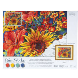 Dimensions Sunflower on Blue Paint by Number Kit for Adults and Kids  14"""" x 11""""  Multicolor
