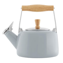 Chantal SVEN Enamel on Steel Whistling Teakettle with Natural Wood handle  1.4 quarts Fog Grey