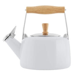 Chantal SVEN Enamel on Steel Whistling Teakettle with Natural Wood handle  1.4 quarts (White)