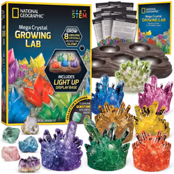 National Geographic Crystal Growing Kit - Grow 8 Light-Up Crystals  Science Gift for Kids 8-12