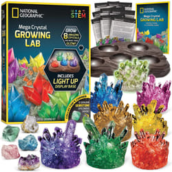 National Geographic Crystal Growing Kit - Grow 8 Light-Up Crystals  Science Gift for Kids 8-12