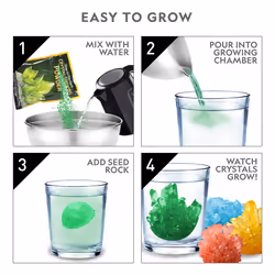 National Geographic Crystal Growing Kit - Grow 8 Light-Up Crystals  Science Gift for Kids 8-12