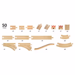 BRIO 33772 Special Track Pack - 50 Piece Set of Wooden Railway Tracks