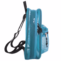 Mini Mesh Backpack for Women  Men  Beach Toys  Pool  and Swimming Gear; Mini Transparent Backpacks with Padded Straps (Aqua)