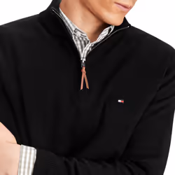 Tommy Hilfiger mens 1/4 Zip Mockneck-sweatshirt Sweater  Th Deep Black