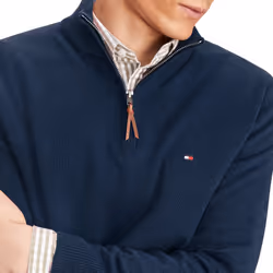 Tommy Hilfiger mens Long Sleeve Cotton Quarter Zip Pullover Sweater  C