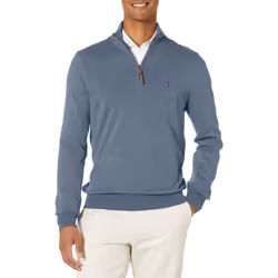 Tommy Hilfiger mens Long Sleeve Cotton Quarter Zip Pullover Sweater N