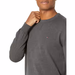 Tommy Hilfiger mens Solid Crewneck Sweater  Grey Heather  Medium US