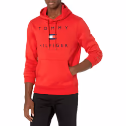 Tommy Hilfiger Men's Long Sleve Stacked Logo Pullover Hoodie Sweatshir