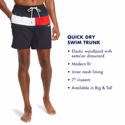 Tommy Hilfiger Mens 7  Flag With Quick Dry Swim Trunks  Tropical Yello